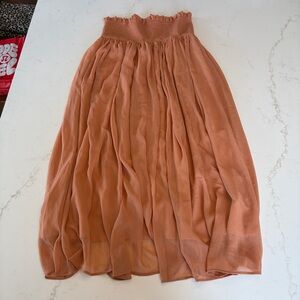 Anthropologie Terra Cotta Chiffon Midi Skirt
